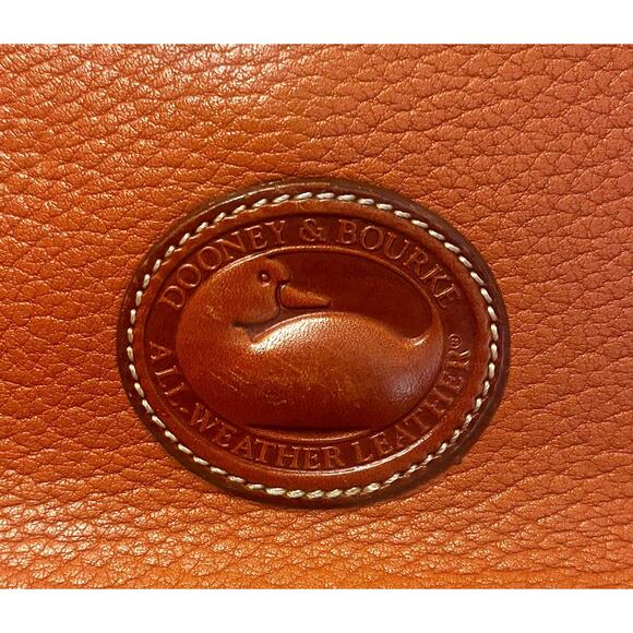 Vintage Dooney & Bourke Brown Pebble Leather Brown Trim Satchel Shoulder Handbag - Picture 2 of 11